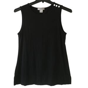 Saks Fifth Avenue Real Clothes Large Black Sleeveless Top Abalone Shell Accents